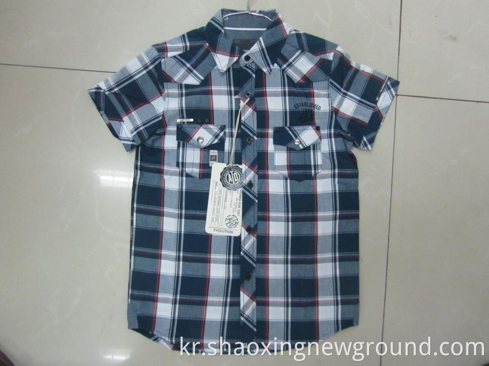 Short sleeve cotton check shirt